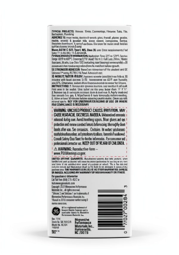 GE Advanced Silicone Waterproof Kitchen & Bath Sealant 2.8oz Clear-1