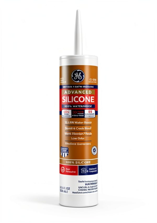 GE Advanced Silicone Kitchen & Bath Sealant Almond 2.8 oz Tube-1