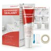 Globalcom Advanced Silicone Caulk for Kitchen & Bathroom - 100% Waterproof Silicone Sealant for Interior and Exterior Use, Stronger Adhesion, Shrink & Crack Proof - 5.3 oz White-0