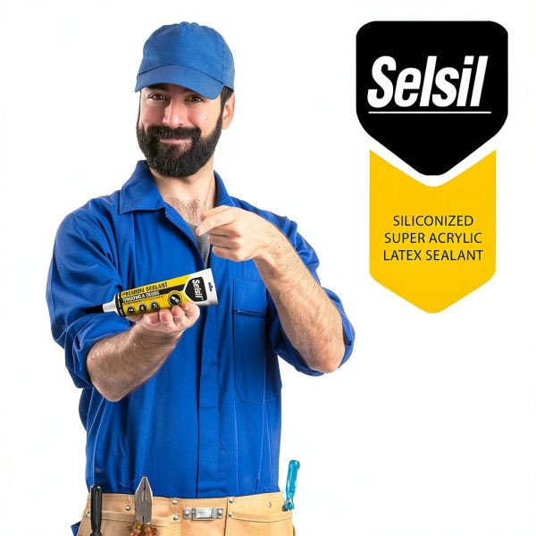 Selsil Siliconized Super Acrylic Latex Sealant White Paintable 5.5 oz-6