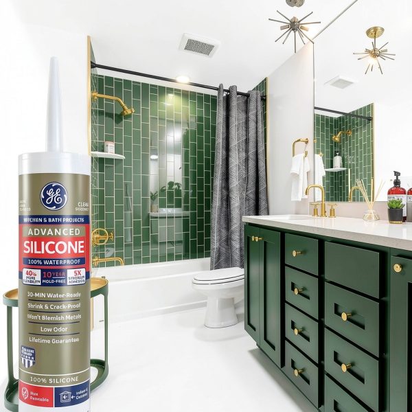 GE Advanced Silicone Kitchen & Bath Sealant Almond 2.8 oz Tube-2