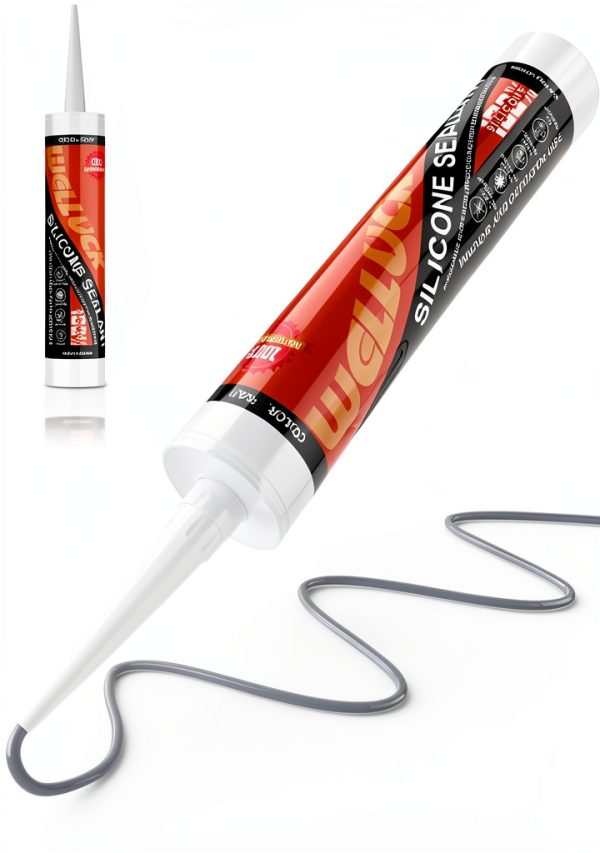 Grey Silicone Caulk WELLUCK 300ml Sealant for RV Kitchen Bathroom-0